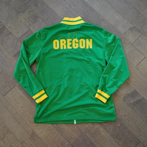 Nike Oregon DUCKS Track & Field STEVE PREFONTAINE Zip Up Jacket Mens XL Green - Picture 9 of 10